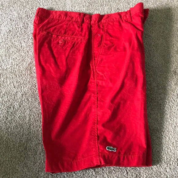 mens red lacoste shorts
